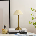 Contemporary Scandinavian rechargeable iron fabric cone pleated LED table lamp for bedside
