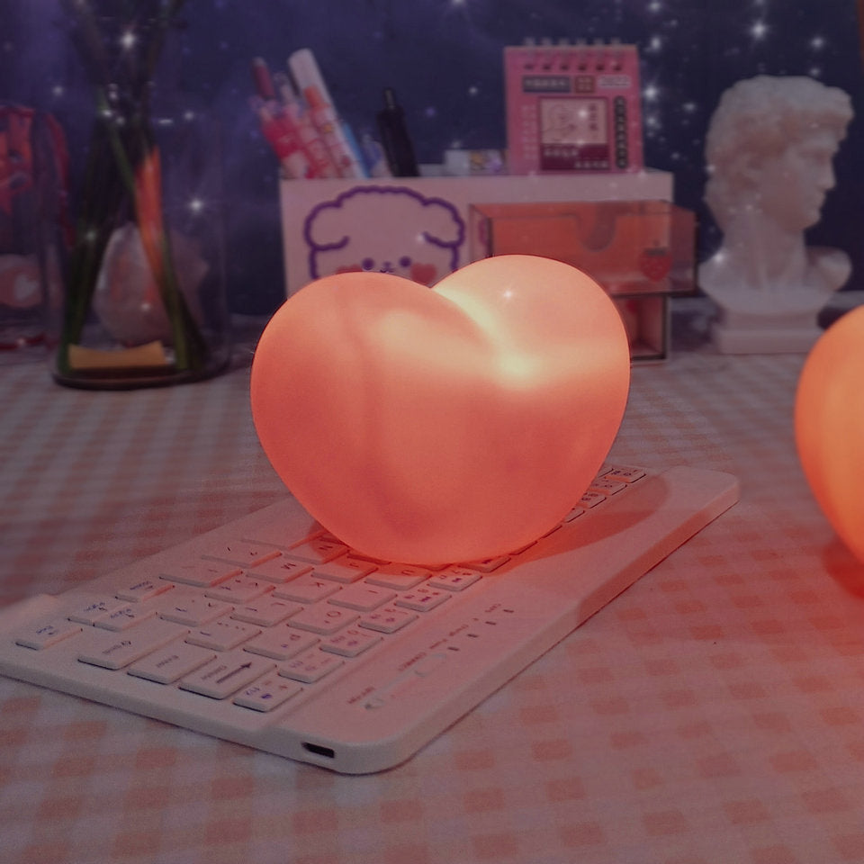 LuvSphere Silicone LED Night Light | Heart-Shaped Design | Table Lamp | Warm Mood Light | Decorative
