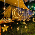 LED Solar Star Moon Curtain Light Christmas Outdoor Patio Decorative Camping String Lights