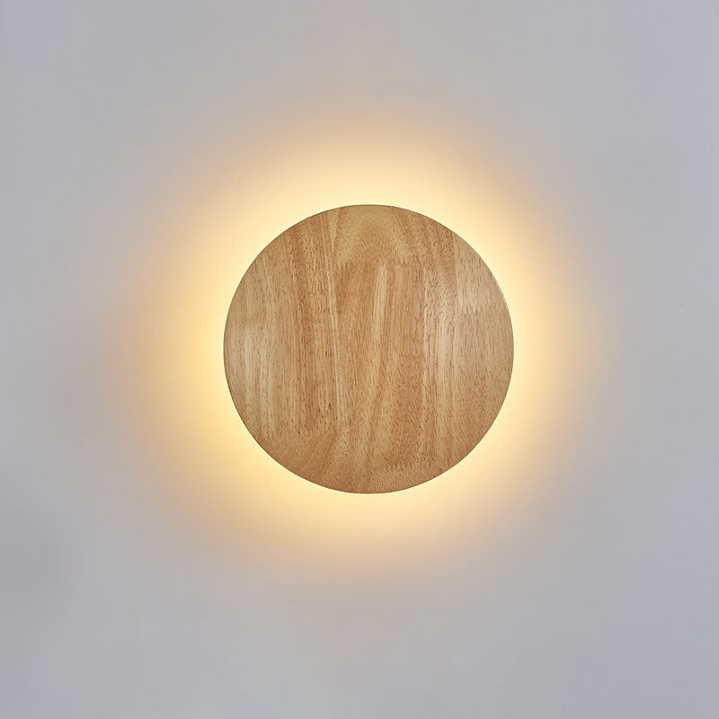 Modern Minimalist Round Irregular Oval Wood LED Wall Light Lamp for Living Room