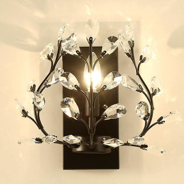 Luminis Wall Light | Luxury Crystal Design | Leaf Motif | 1-Bulb & Modern