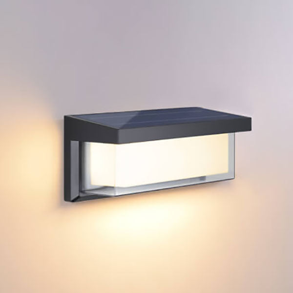 Modern Minimalist Solar Rectangle PC LED Outdoor Wall Light Lamp For Outdoor Patio