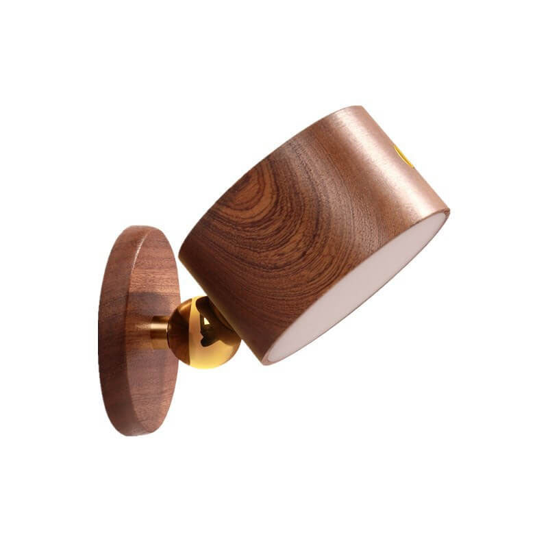 Simple wood USB rechargeable touch magnet LED night light wall sconce lamp