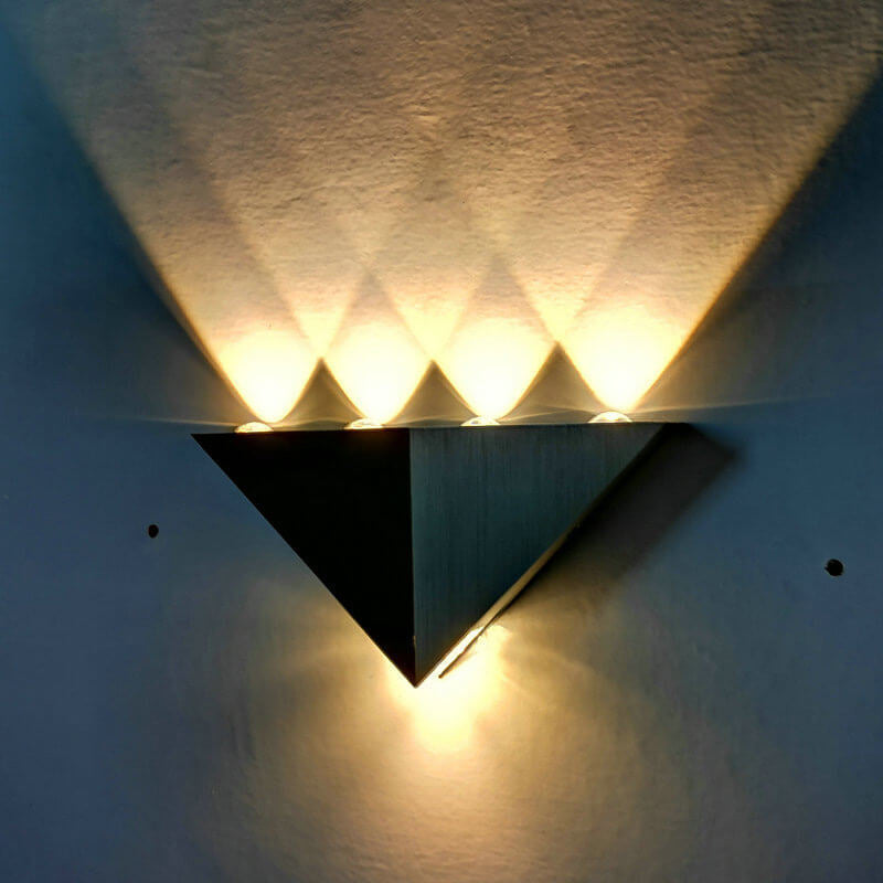 TriLumina Prism LED Wall Light | Creative Pyramid Design | Aluminum & Acrylic | Colored Light Options