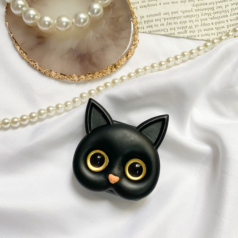 3D cute kitten phone holder with mini mirror
