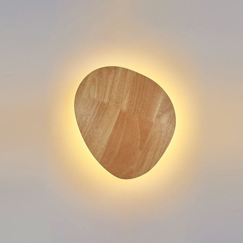 Modern Minimalist Round Irregular Oval Wood LED Wall Light Lamp for Living Room