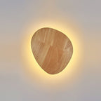 Modern Minimalist Round Irregular Oval Wood LED Wall Light Lamp for Living Room