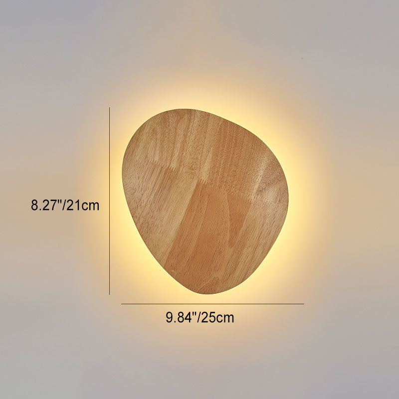 Modern Minimalist Round Irregular Oval Wood LED Wall Light Lamp for Living Room
