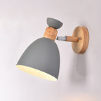Modern Minimalistic Round Horn Aluminum Wood 1-Light Wall Lamp for Bedroom