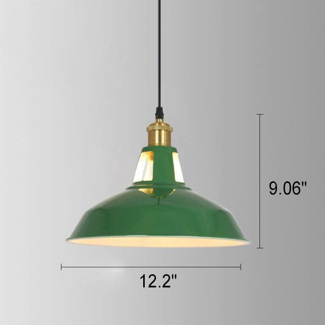 RetroDome Industrial Vintage Pendant Light | Green Iron Dome Design | Single Light | Rustic Ceiling Lighting