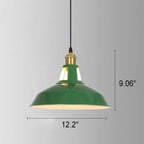 RetroDome Industrial Vintage Pendant Light | Green Iron Dome Design | Single Light | Rustic Ceiling Lighting