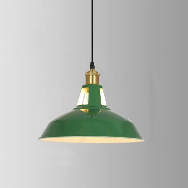 RetroDome Industrial Vintage Pendant Light | Green Iron Dome Design | Single Light | Rustic Ceiling Lighting