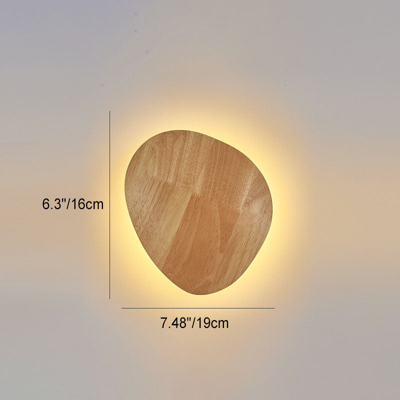 Modern Minimalist Round Irregular Oval Wood LED Wall Light Lamp for Living Room