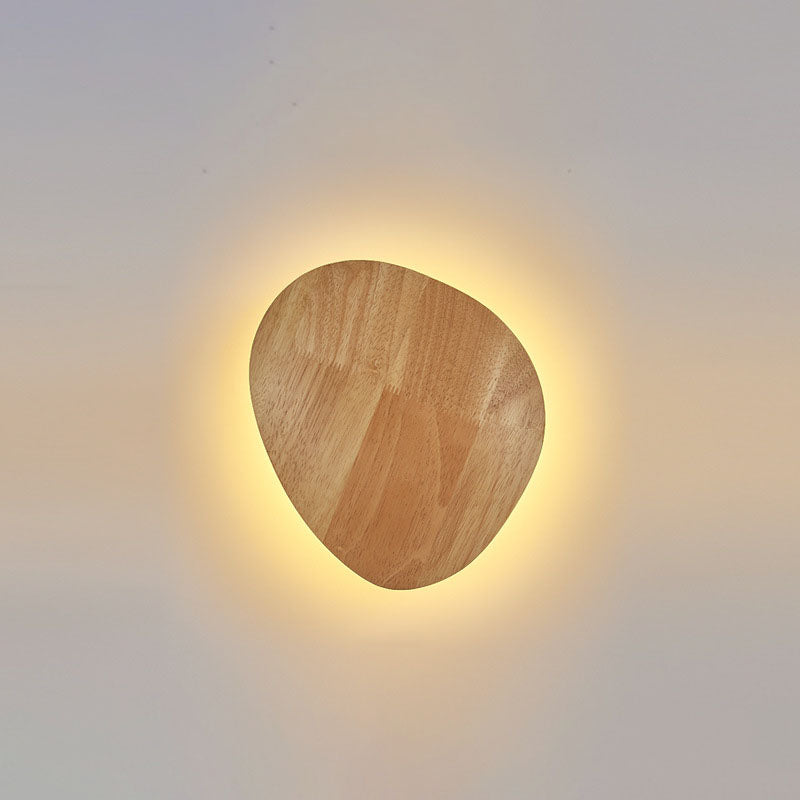 Modern Minimalist Round Irregular Oval Wood LED Wall Light Lamp for Living Room