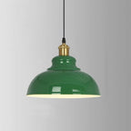 RetroDome Industrial Vintage Pendant Light | Green Iron Dome Design | Single Light | Rustic Ceiling Lighting