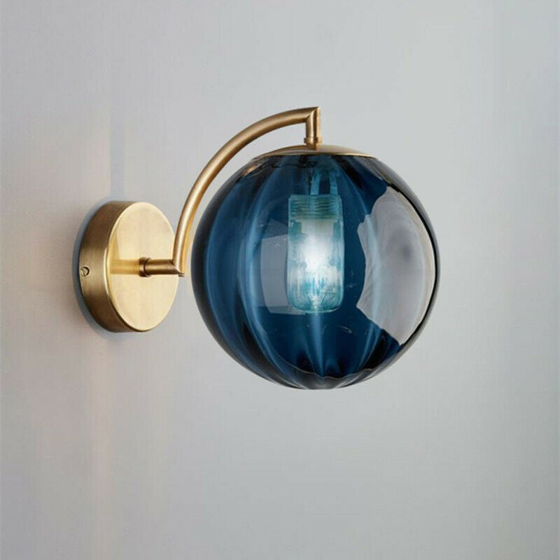 Contemporary Scandinavian Round Ball Iron Glass 1-Light Wall Lamp for Living Room