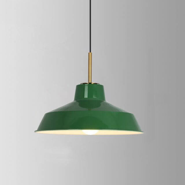 RetroDome Industrial Vintage Pendant Light | Green Iron Dome Design | Single Light | Rustic Ceiling Lighting
