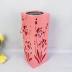Solar Butterfly Rose Pattern Hollow Column LED Outdoor Waterproof Decorative Lamp