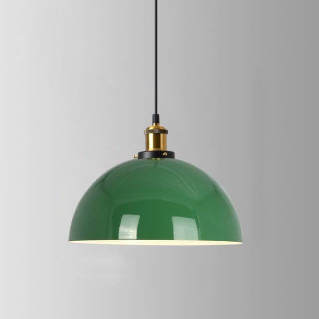 RetroDome Industrial Vintage Pendant Light | Green Iron Dome Design | Single Light | Rustic Ceiling Lighting