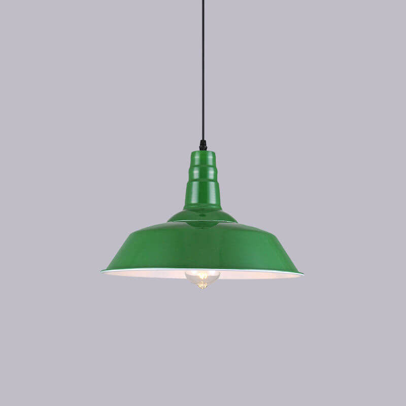 RetroDome Industrial Vintage Pendant Light | Green Iron Dome Design | Single Light | Rustic Ceiling Lighting