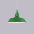 RetroDome Industrial Vintage Pendant Light | Green Iron Dome Design | Single Light | Rustic Ceiling Lighting