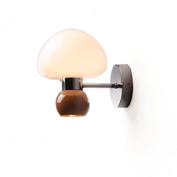 Cream Glass Mushroom Wall Sconce Light