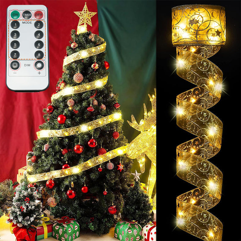 Ribbon Christmas tree decorative lights