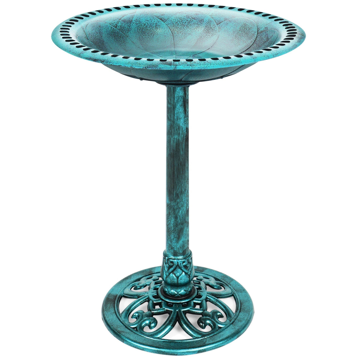Birdbath for the garden with Fleur-de-Lis decoration