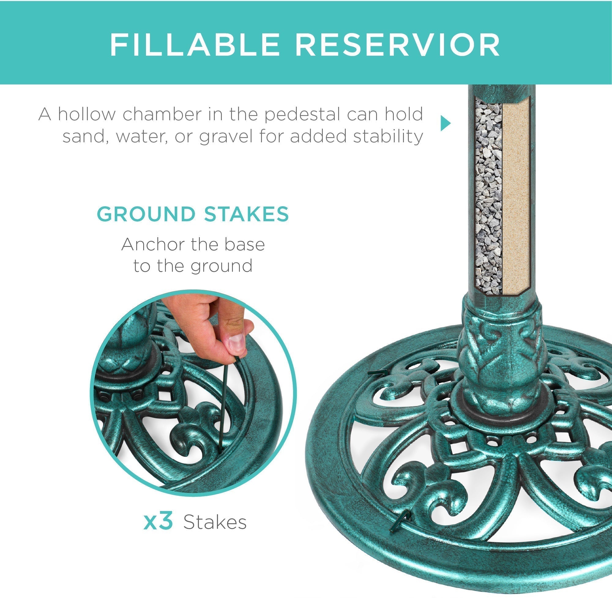 Birdbath for the garden with Fleur-de-Lis decoration