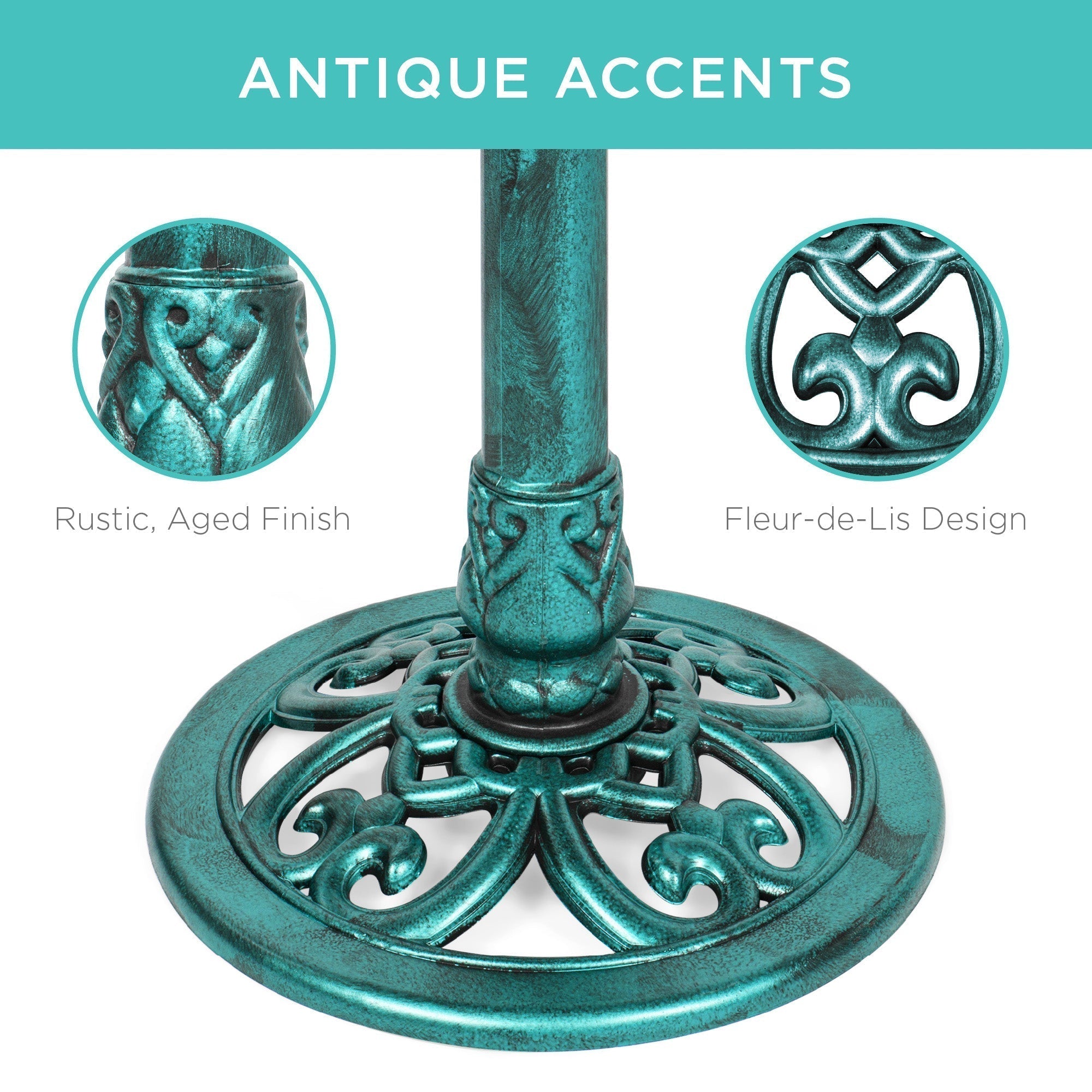 Birdbath for the garden with Fleur-de-Lis decoration