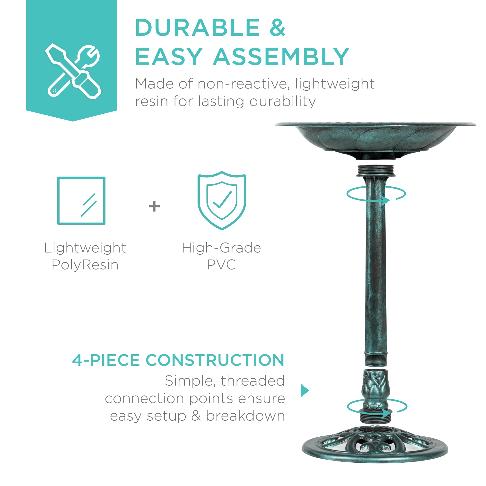 Birdbath for the garden with Fleur-de-Lis decoration