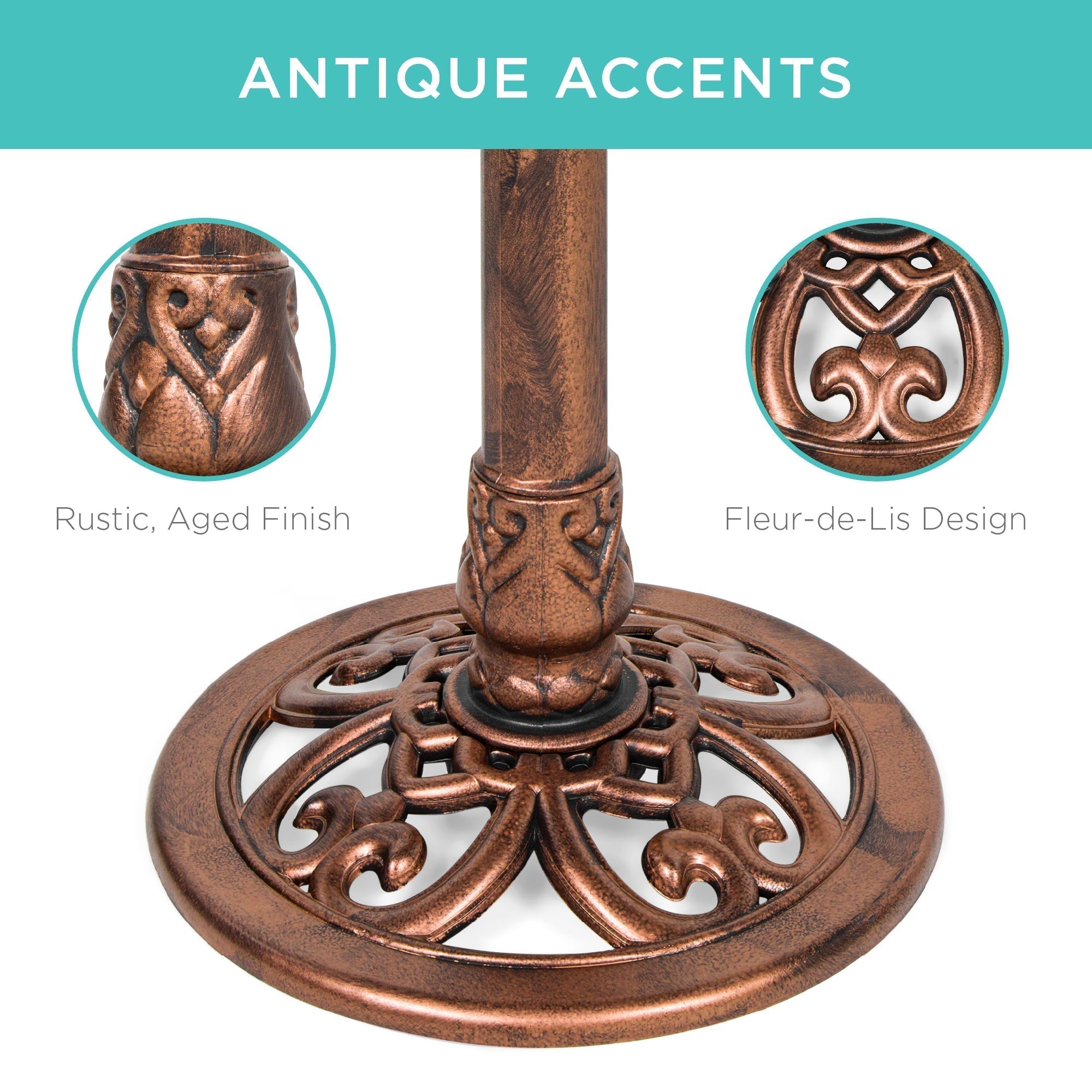 Birdbath for the garden with Fleur-de-Lis decoration