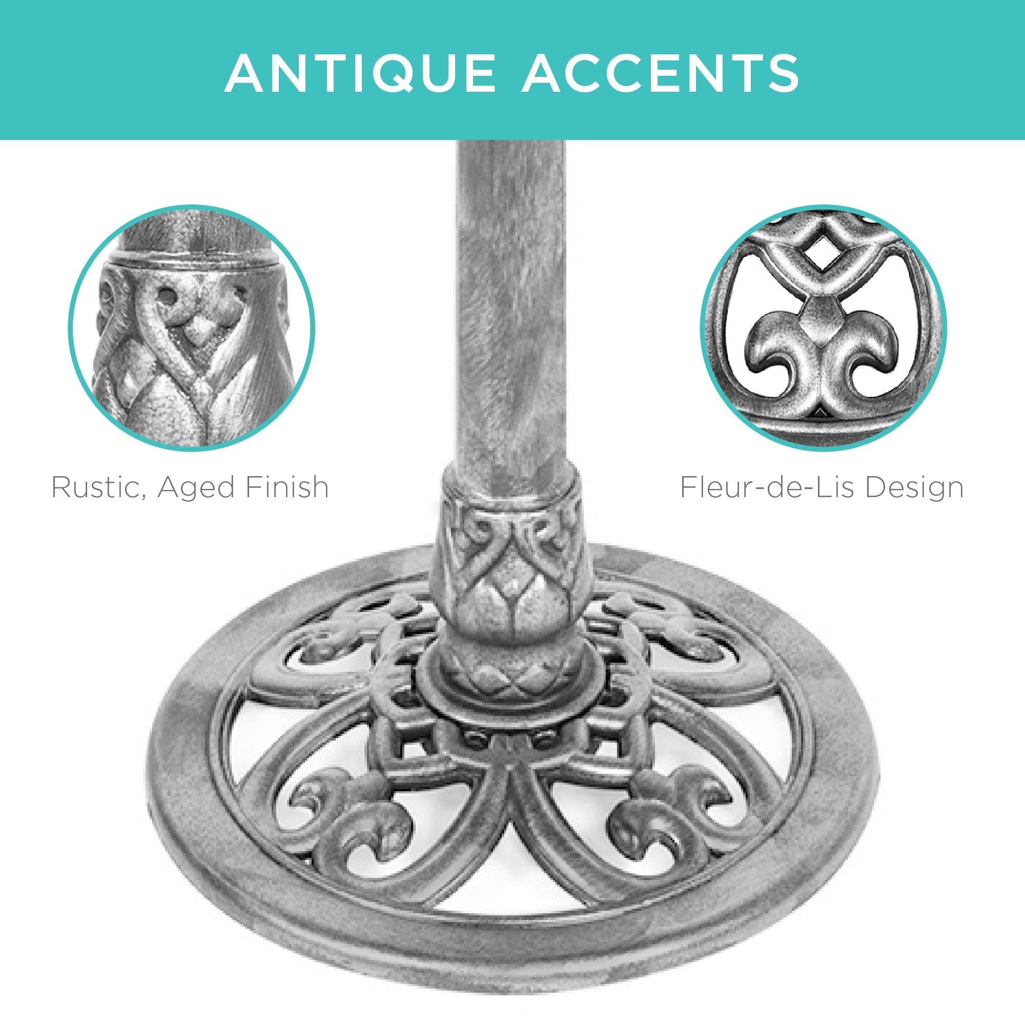 Birdbath for the garden with Fleur-de-Lis decoration