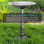 Birdbath for the garden with Fleur-de-Lis decoration