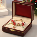 Festive Candy Cane Charm Bracelet with Adjustable Silver Chain