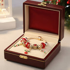 Festive Candy Cane Charm Bracelet with Adjustable Silver Chain