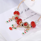 Festive Candy Cane Charm Bracelet with Adjustable Silver Chain