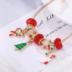 Festive Candy Cane Charm Bracelet with Adjustable Silver Chain