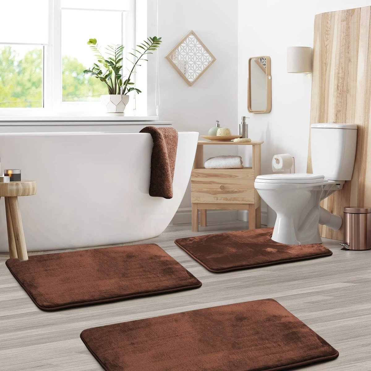 Ultra-soft memory foam bath mat set with quick-drying fabric