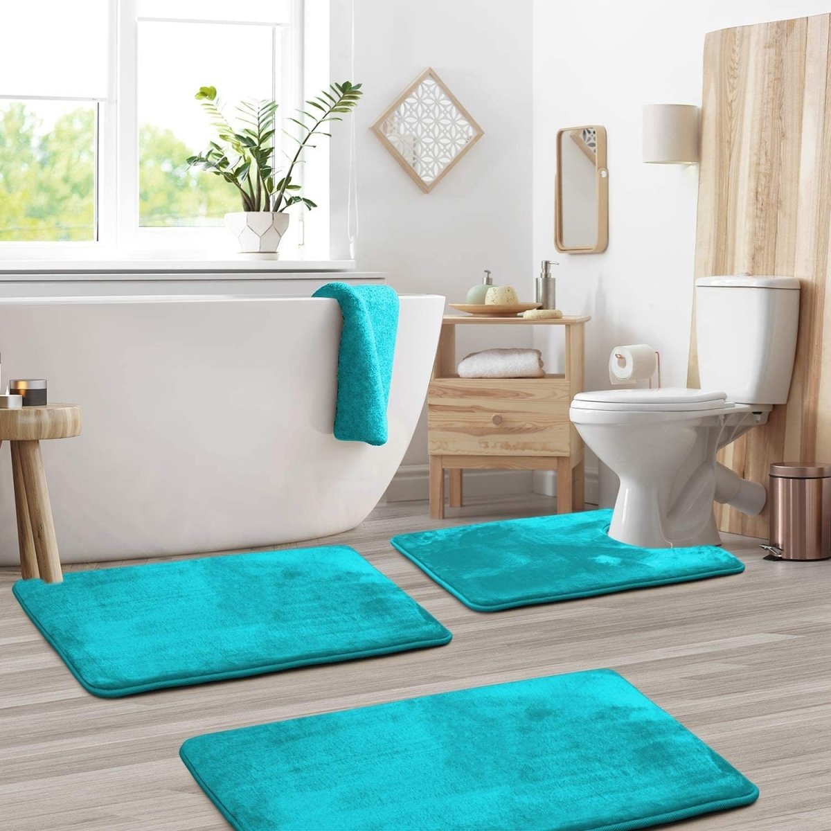 Ultra-soft memory foam bath mat set with quick-drying fabric