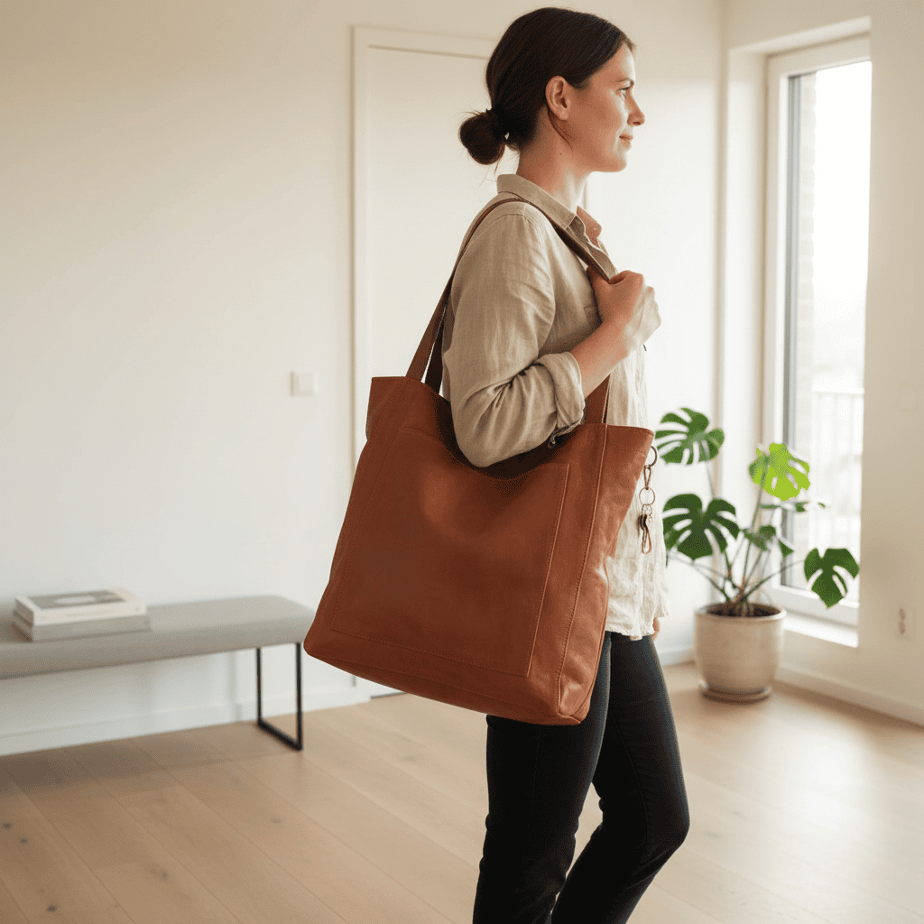 Durable Shoulder Bag Made of Soft Genuine Leather