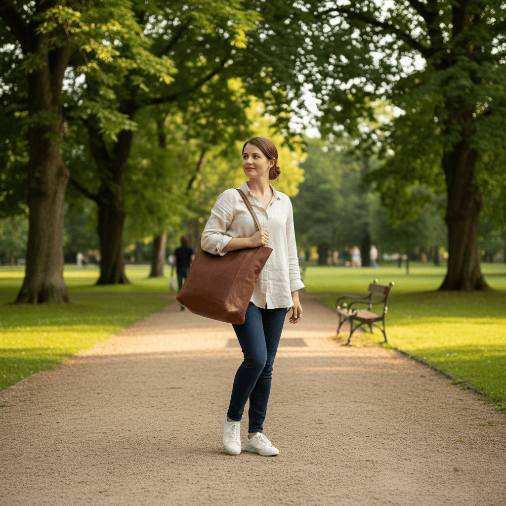 Durable Shoulder Bag Made of Soft Genuine Leather
