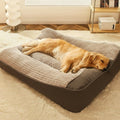 Large scratch-resistant dog bed with orthopedic spinal support