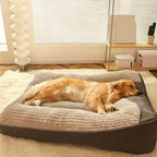 Large scratch-resistant dog bed with orthopedic spinal support