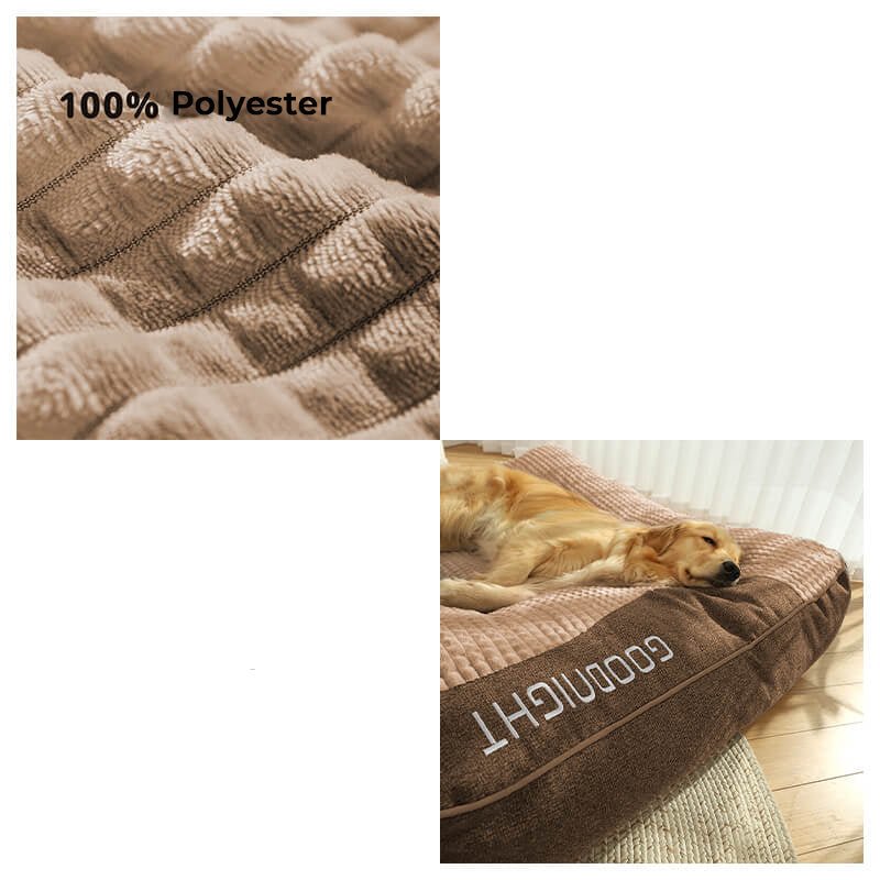 Large scratch-resistant dog bed with orthopedic spinal support