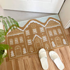 Non-slip solid carpet with gingerbread motifs
