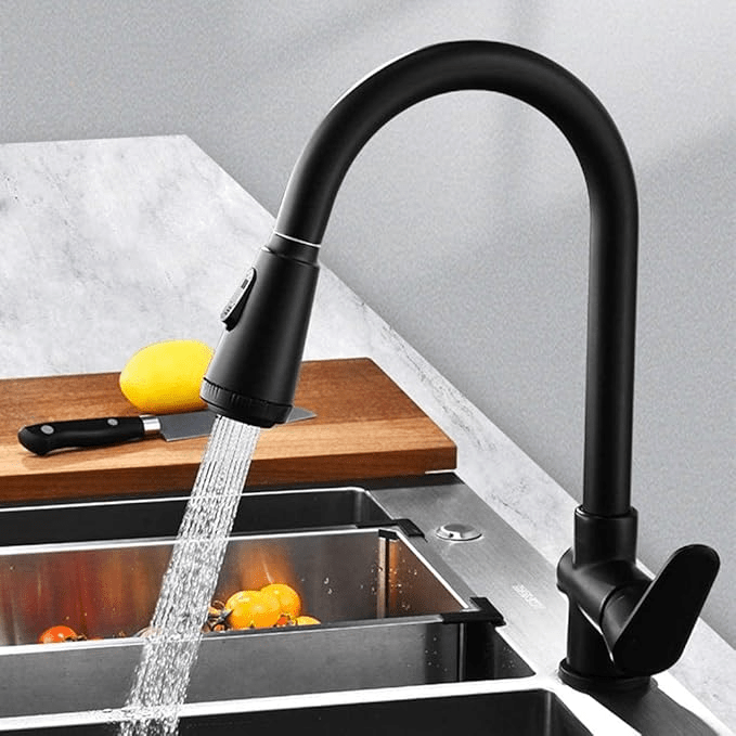 Modern kitchen faucet with touch sensor and pull-out spray head
