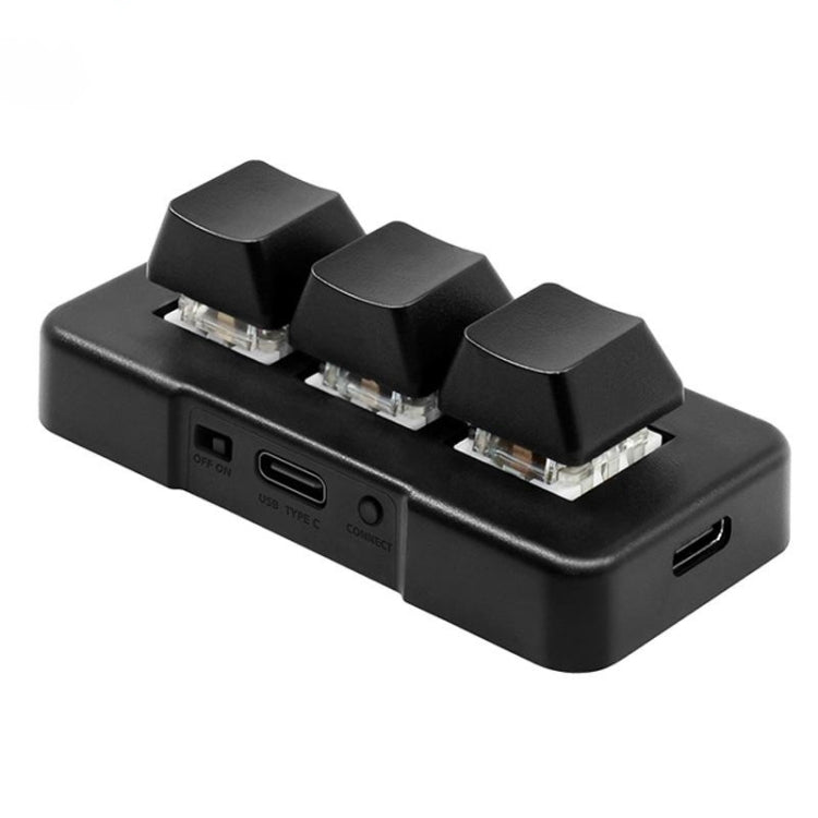 MK321BT Bluetooth 5.1 3 Keys Customizable Keys Gaming Office PS Clip Macro Programming Keyboard (Black)