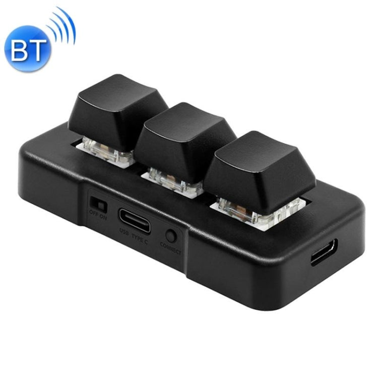 MK321BT Bluetooth 5.1 3 Keys Customizable Keys Gaming Office PS Clip Macro Programming Keyboard (Black)