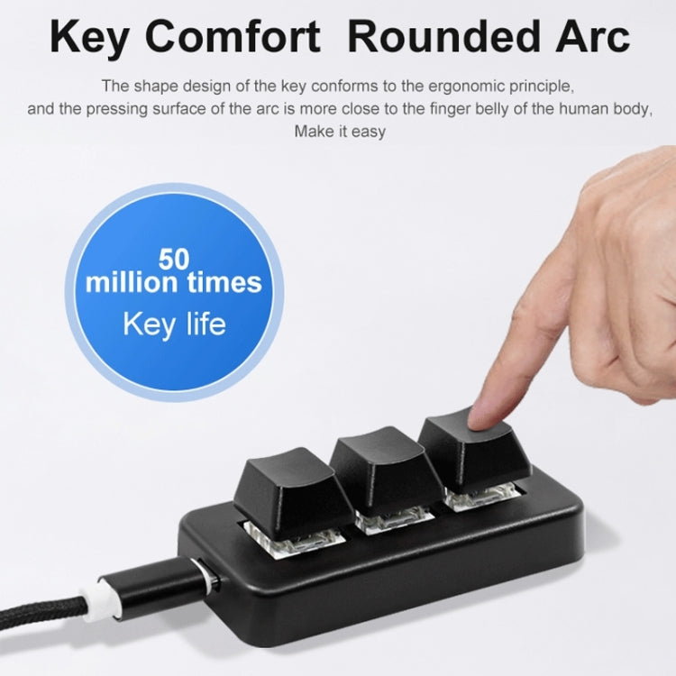 MK321BT Bluetooth 5.1 3 Keys Customizable Keys Gaming Office PS Clip Macro Programming Keyboard (Black)